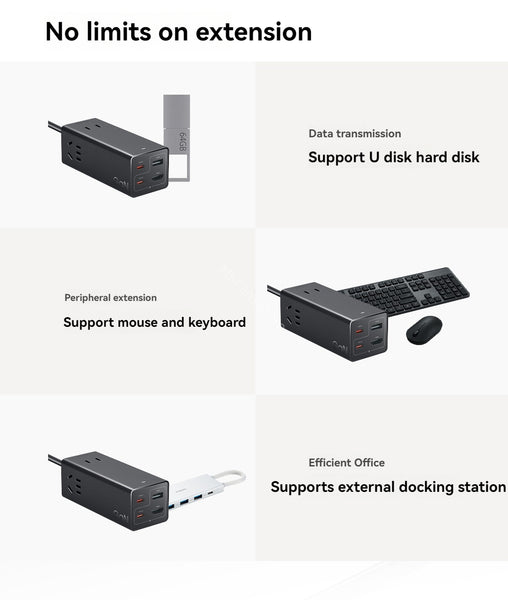 Xiaomi 67W Desktop Fast Charging Socket Pro USB-A USB-C AC 2500W MAX Power Strip Docking Station HDMI 7in1 With 6A Data Line
