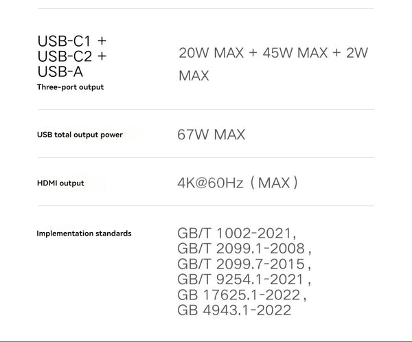 Xiaomi 67W Desktop Fast Charging Socket Pro USB-A USB-C AC 2500W MAX Power Strip Docking Station HDMI 7in1 With 6A Data Line