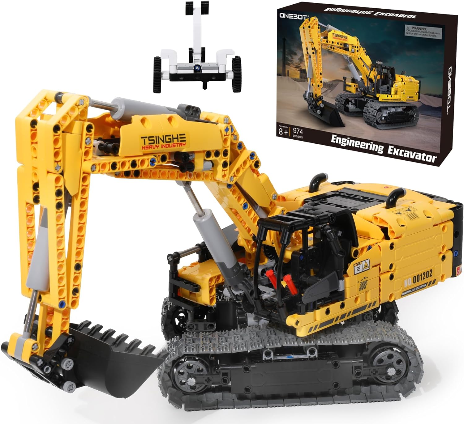 ONEBOT Heavy-Duty Excavator Building Set for Boys,1215 Pieces Building Blocks to Build, STEM Building Kits for 8 9 10 11 12+Year Old or Adult Collections Building Toys