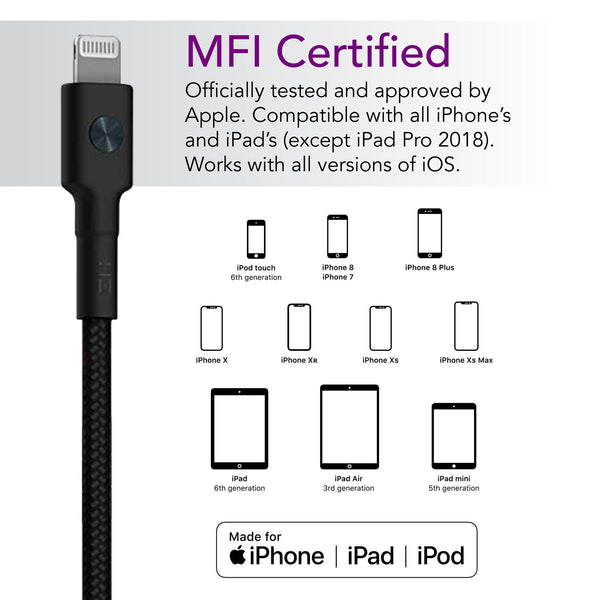 Fast Charging Xiaomi Zmi MFI Certified USB-C to Lightning Cable 1m