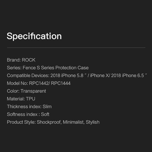 Rock Clear Shield S Ultra Slim Soft Case Bumper for 2018 iPhone XS/XR/Max